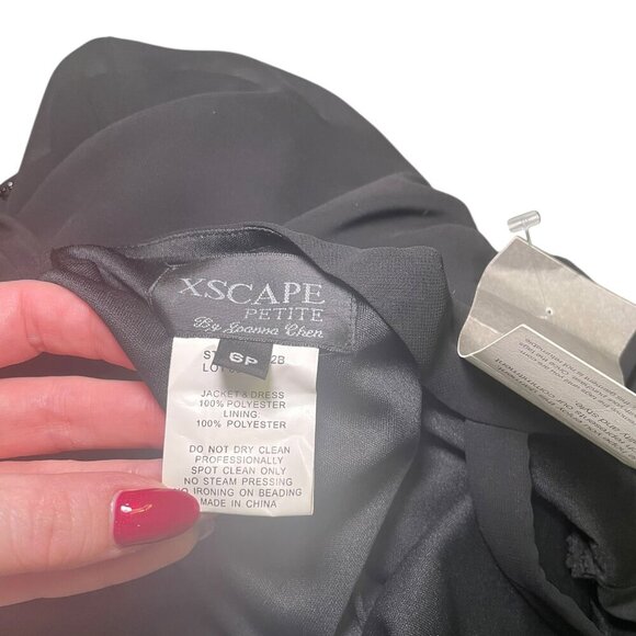 Xscape Petite Black Beaded Gown with Sheer Jacket – Size 6P – NWT - Picture 10 of 11